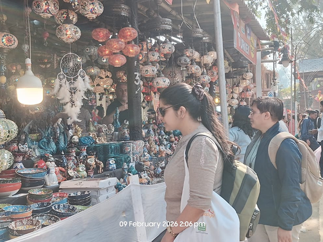 students learning traditional textiles